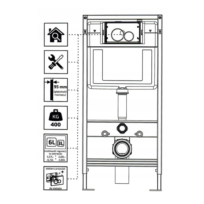 Stelaż podtynkowy do toalety slim Hydroland