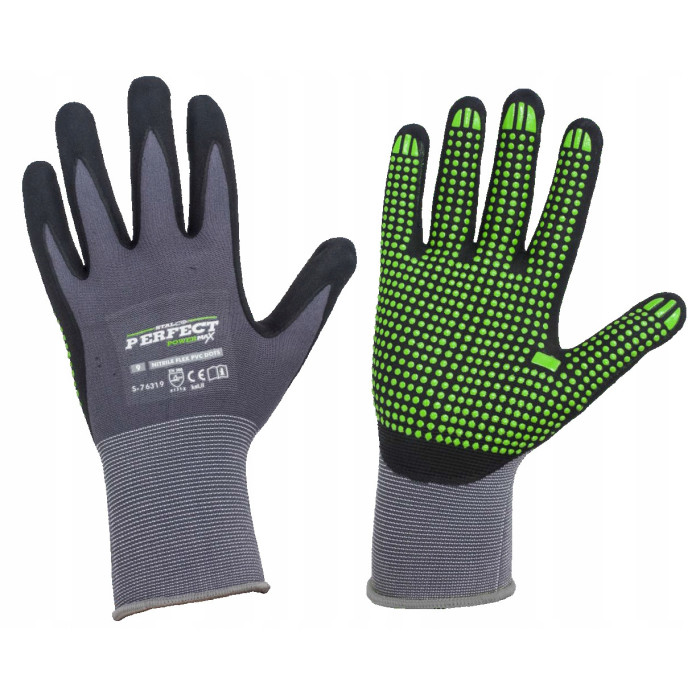 Rękawice Ochronne Rękawice Robocze 9 STALCO Nylonowe S-NITRILE FLEX ROZ. L