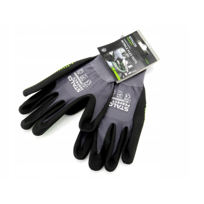 Rękawice Ochronne Rękawice Robocze 9 STALCO Nylonowe S-NITRILE FLEX ROZ. L
