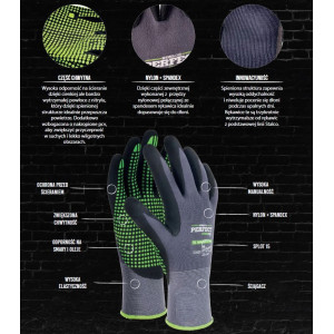 Rękawice Ochronne Rękawice Robocze 9 STALCO Nylonowe S-NITRILE FLEX ROZ. L