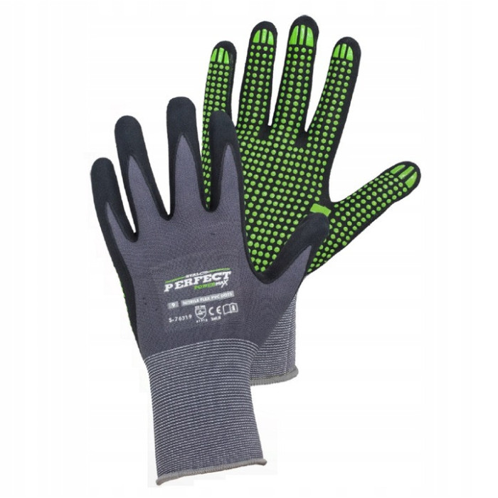 Rękawice Ochronne Rękawice Robocze 9 STALCO Nylonowe S-NITRILE FLEX ROZ. L