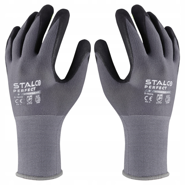 Rękawice Ochronne Rękawice Robocze 9 STALCO Nylonowe S-NITRILE FLEX ROZ. L