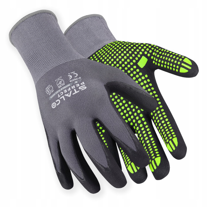 Rękawice Ochronne Rękawice Robocze 9 STALCO Nylonowe S-NITRILE FLEX ROZ. L