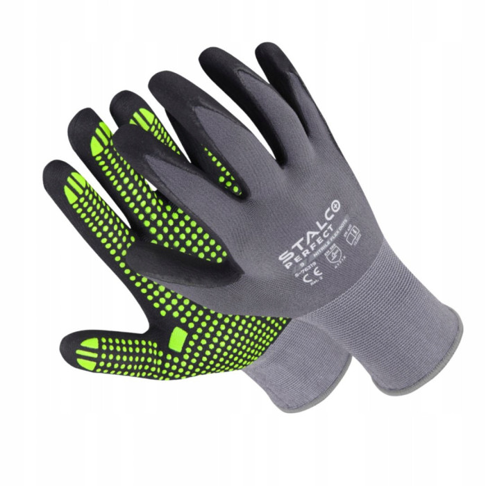 Rękawice Ochronne Rękawice Robocze 9 STALCO Nylonowe S-NITRILE FLEX ROZ. L