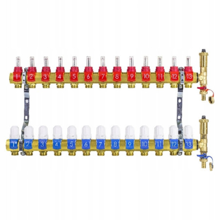 ROZDZIELACZ OGRZEWANIA PODŁOGOWEGO PODŁOGÓWKI 13 OBWODÓW SEKCJI MOSIĘŻNY