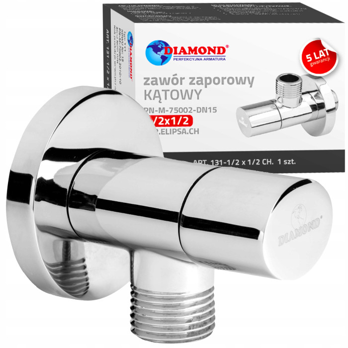 Zaworek kątowy 1/2 x 3/8 ELIPSA CERAMIK KULOWY