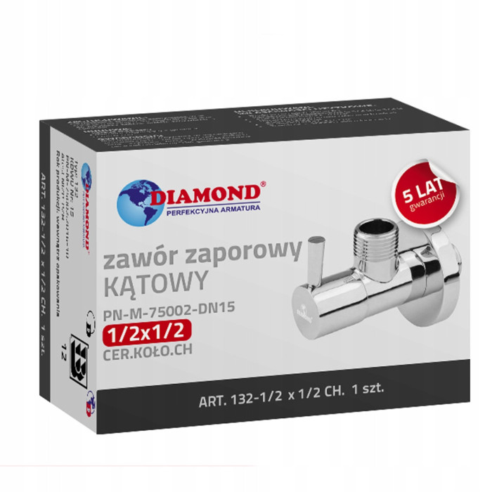 Zaworek kątowy 1/2 x 3/8 koło CERAMIK