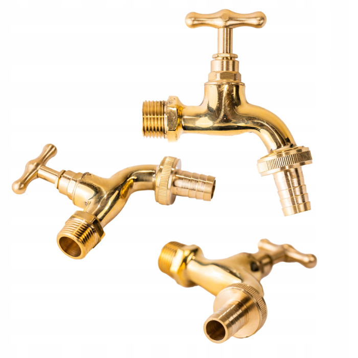 ZAWÓR WYPŁYWOWY 3/4 ZE ZŁĄCZKĄ DO WĘŻA ŻÓŁTY POLEROWANY ZŁOTY OGRODOWY