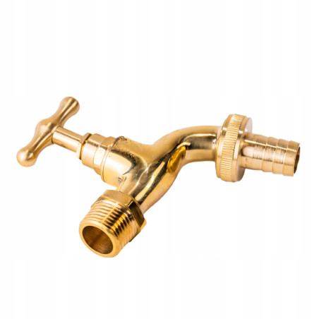 ZAWÓR WYPŁYWOWY 3/4 ZE ZŁĄCZKĄ DO WĘŻA ŻÓŁTY POLEROWANY ZŁOTY OGRODOWY