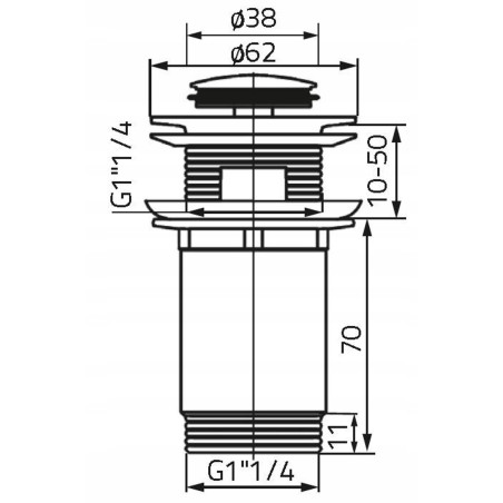 Korek z przelewem klik-klak okrągły Diamond czarny