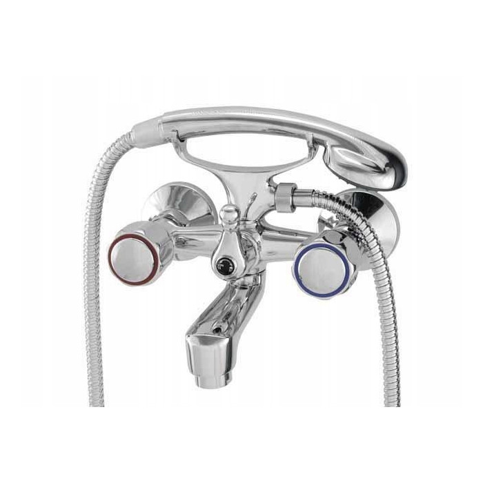 Bateria wannowa dwuuchwytowa ścienna Diamond Lux chrom