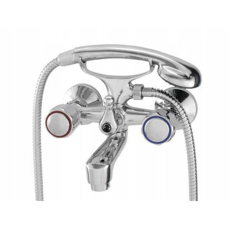 Bateria wannowa dwuuchwytowa ścienna Diamond Lux chrom