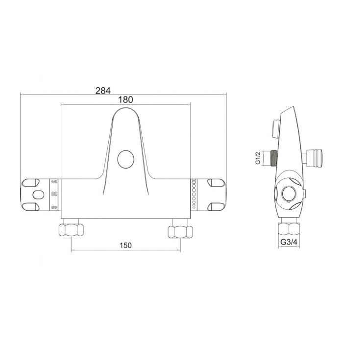 BATERIA TERMOSTATYCZNA WANNOWA BARBADOS CLASSIC CHROM