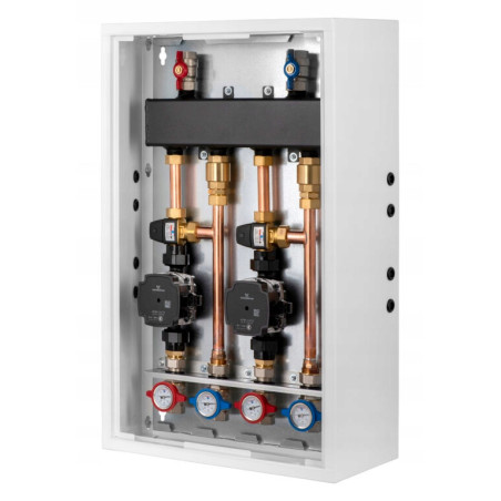 GRUPA POMPOWA SPRZĘGŁO ROZDZIELACZ 2STREFOWA 2xOBIEG OGRZEWANIA PODŁOGOWEGO