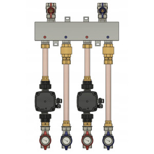 GRUPA POMPOWA SPRZĘGŁO ROZDZIELACZ 2STR: 2xOBIEG BEZPOŚREDNI POMPY GRUNDFOS