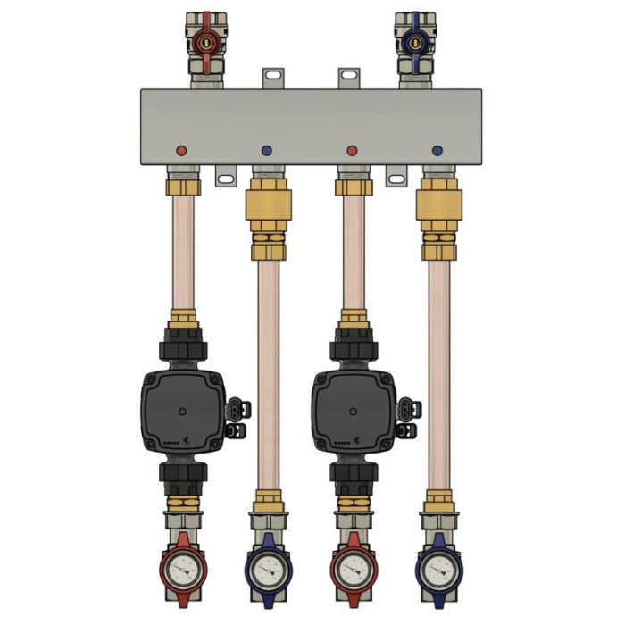 GRUPA POMPOWA SPRZĘGŁO ROZDZIELACZ 2STR: 2xOBIEG BEZPOŚREDNI POMPY GRUNDFOS
