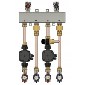 GRUPA POMPOWA SPRZĘGŁO ROZDZIELACZ 2STR OBIEG OGRZEWANIA PODŁOGOWEGO
