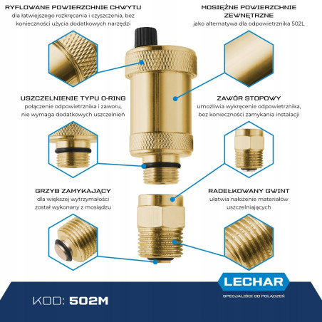 Odpowietrznik Automatyczny Lechar 502M-1/2