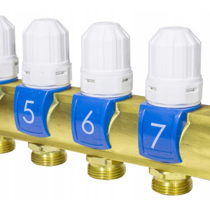 ROZDZIELACZ OGRZEWANIA PODŁOGOWEGO PODŁOGÓWKI 2 OBWODY SEKCJE MOSIĘŻNY