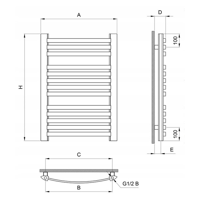 Grzejnik łazienkowy 406W 470x1000 mm DIAMOND GR3