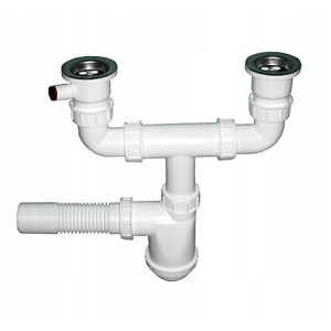 Syfon zlewozmywakowy dwukomorowy do zlewu METALOWE SITKO