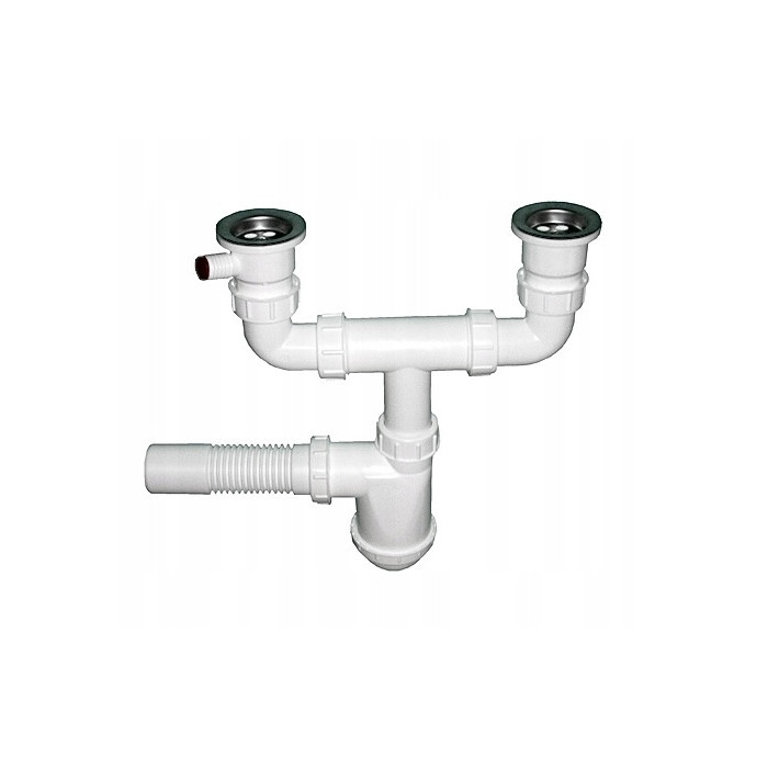 Syfon zlewozmywakowy dwukomorowy do zlewu METALOWE SITKO