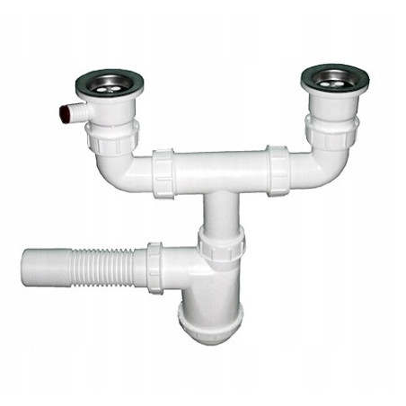 Syfon zlewozmywakowy dwukomorowy do zlewu METALOWE SITKO