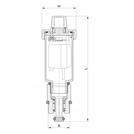ODPOWIETRZNIK AUTOMATYCZNY Z ZAWOREM ODCINAJĄCYM FI 1/2 " PIONOWY MOSIĘŻNY