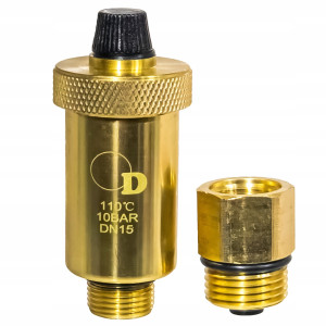 ODPOWIETRZNIK AUTOMATYCZNY Z ZAWOREM ODCINAJĄCYM FI 1/2 " PIONOWY MOSIĘŻNY