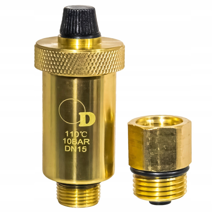 ODPOWIETRZNIK AUTOMATYCZNY Z ZAWOREM ODCINAJĄCYM FI 1/2 " PIONOWY MOSIĘŻNY