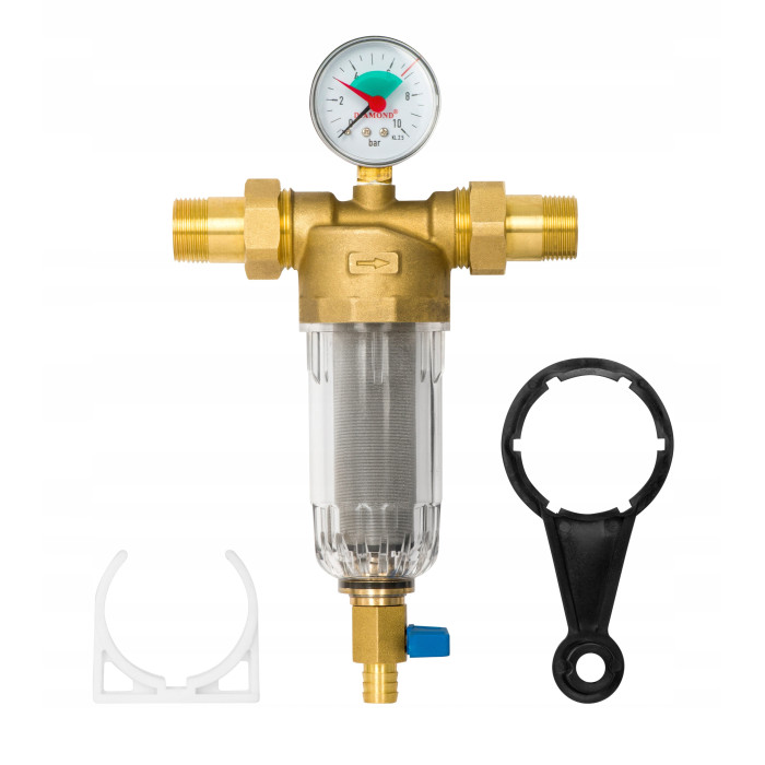 FILTR DO WODY MECHANICZNY SAMOCZYSZCZĄCY Z MANOMETREM 1" DN25 Z PŁUKANIEM