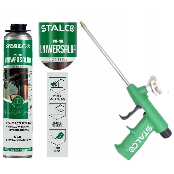 PIANA PIANKA NISKOPRĘŻNA PISTOLETOWA CAŁOROCZNA MONTAŻOWA STALCO + PISTOLET