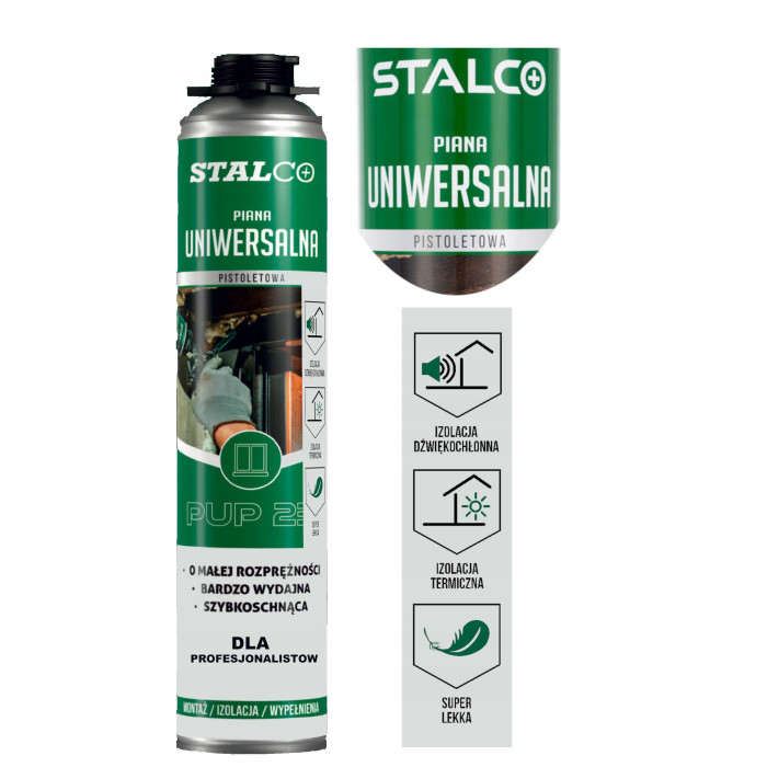 PIANA PIANKA NISKOPRĘŻNA PISTOLETOWA CAŁOROCZNA MONTAŻOWA STALCO + PISTOLET