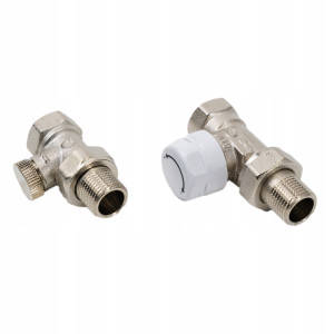 ZESTAW TERMOSTATYCZNY PROSTY ZAWÓR ZASILAJĄCY POWROTNY GŁOWICA DO GRZEJNIKA