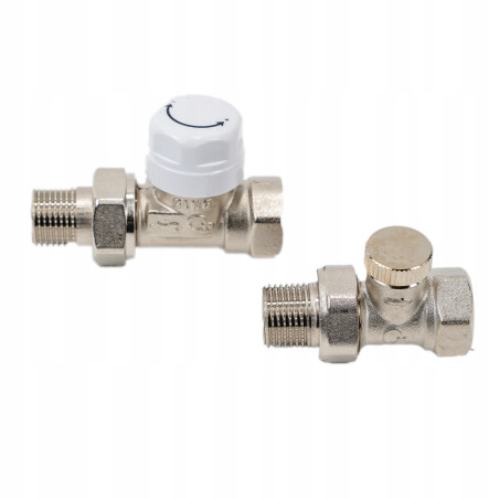 ZESTAW TERMOSTATYCZNY PROSTY ZAWÓR ZASILAJĄCY POWROTNY GŁOWICA DO GRZEJNIKA
