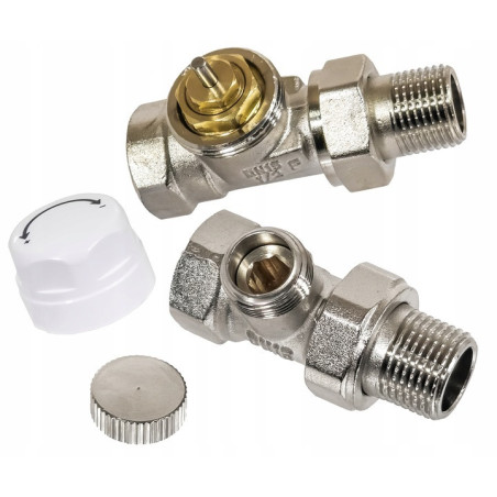 ZESTAW TERMOSTATYCZNY PROSTY ZAWÓR ZASILAJĄCY POWROTNY GŁOWICA DO GRZEJNIKA