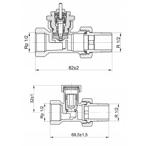 ZESTAW TERMOSTATYCZNY PROSTY ZAWÓR ZASILAJĄCY POWROTNY GŁOWICA DO GRZEJNIKA