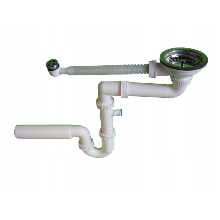 Syfon zlewozmywakowy Hydroland 50 mm 1-komorowy przyścienny z przelewem