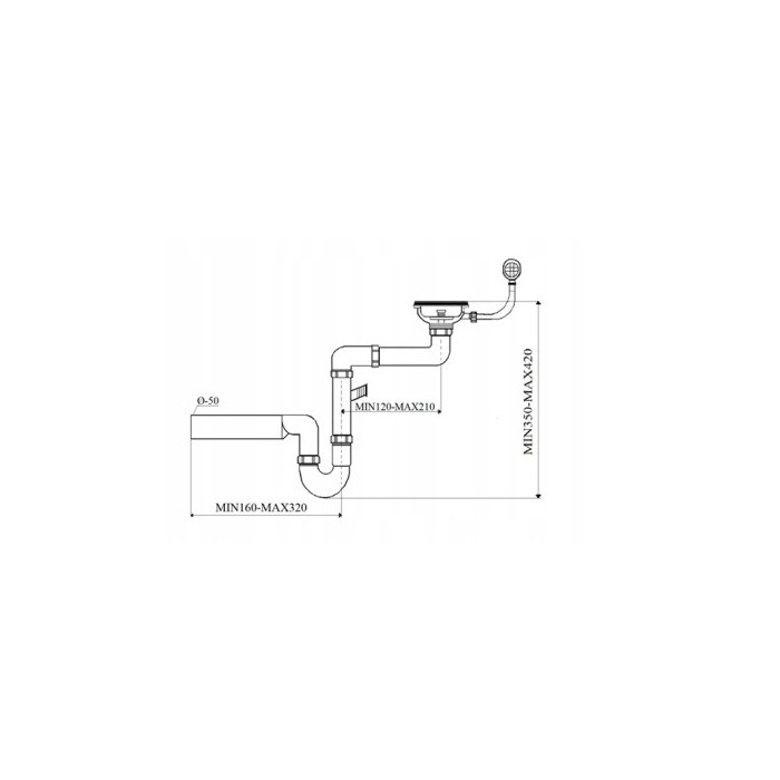Syfon zlewozmywakowy Hydroland 50 mm 1-komorowy przyścienny z przelewem