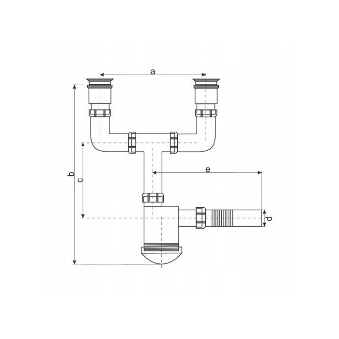 Syfon zlewozmywakowy 50 mm ZLEW PODWÓJNY Z PRZELEWEM METALOWE SITKO