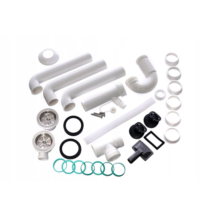 Syfon zlewozmywakowy 50 mm ZLEW PODWÓJNY Z PRZELEWEM METALOWE SITKO