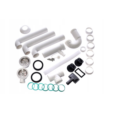 Syfon zlewozmywakowy 50 mm ZLEW PODWÓJNY Z PRZELEWEM METALOWE SITKO