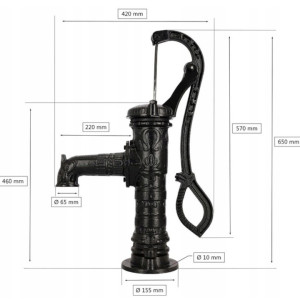 POMPA ABISYNKA RĘCZNA OGRODOWA OZDOBNA CZARNA ŻELIWNA DO WODY MOCNA WYDAJNA