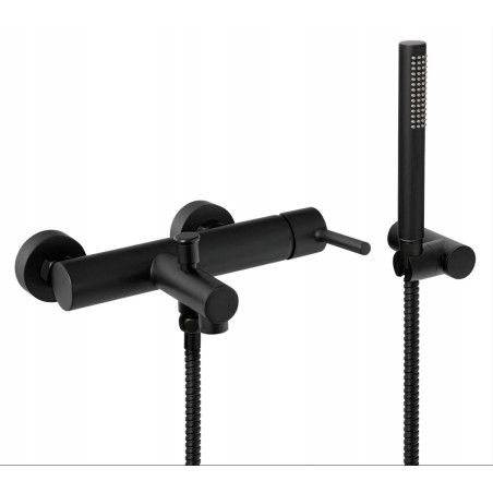 Bateria wannowa jednouchwytowa CZARNA ARUBA ścienna Diamond