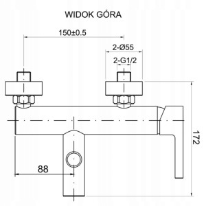 Bateria wannowa jednouchwytowa CZARNA ARUBA ścienna Diamond