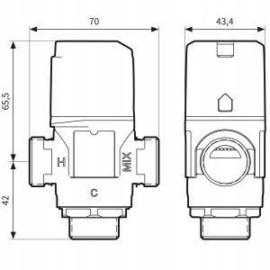 ZAWÓR TERMOSTATYCZNY MIESZAJĄCY 3/4" ATM 343 35-60°C Kvs 1,6 m3/h AFRISO