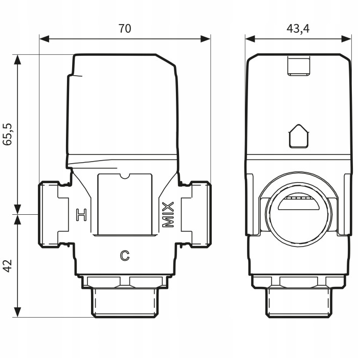 ZAWÓR TERMOSTATYCZNY MIESZAJĄCY 3/4" ATM 343 35-60°C Kvs 1,6 m3/h AFRISO