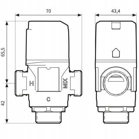 ZAWÓR TERMOSTATYCZNY MIESZAJĄCY 3/4" ATM 343 35-60°C Kvs 1,6 m3/h AFRISO