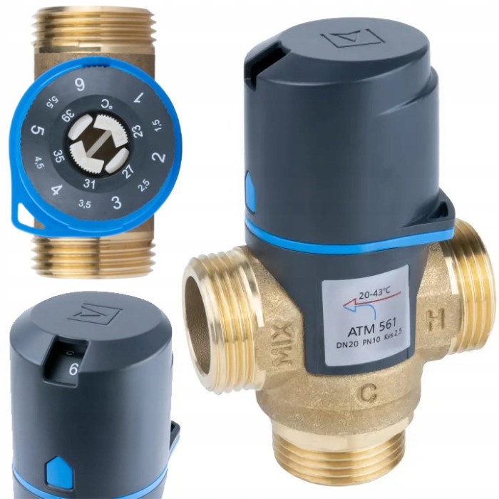 ZAWÓR TERMOSTATYCZNY MIESZAJĄCY 1" ATM 561 DN 20, 20-43°C, 2,5 m3/h AFRISO