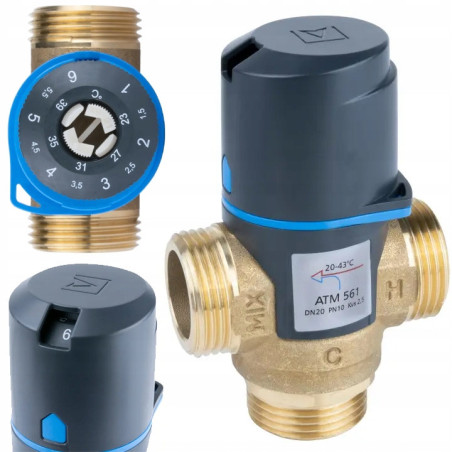 ZAWÓR TERMOSTATYCZNY MIESZAJĄCY 1" ATM 561 DN 20, 20-43°C, 2,5 m3/h AFRISO